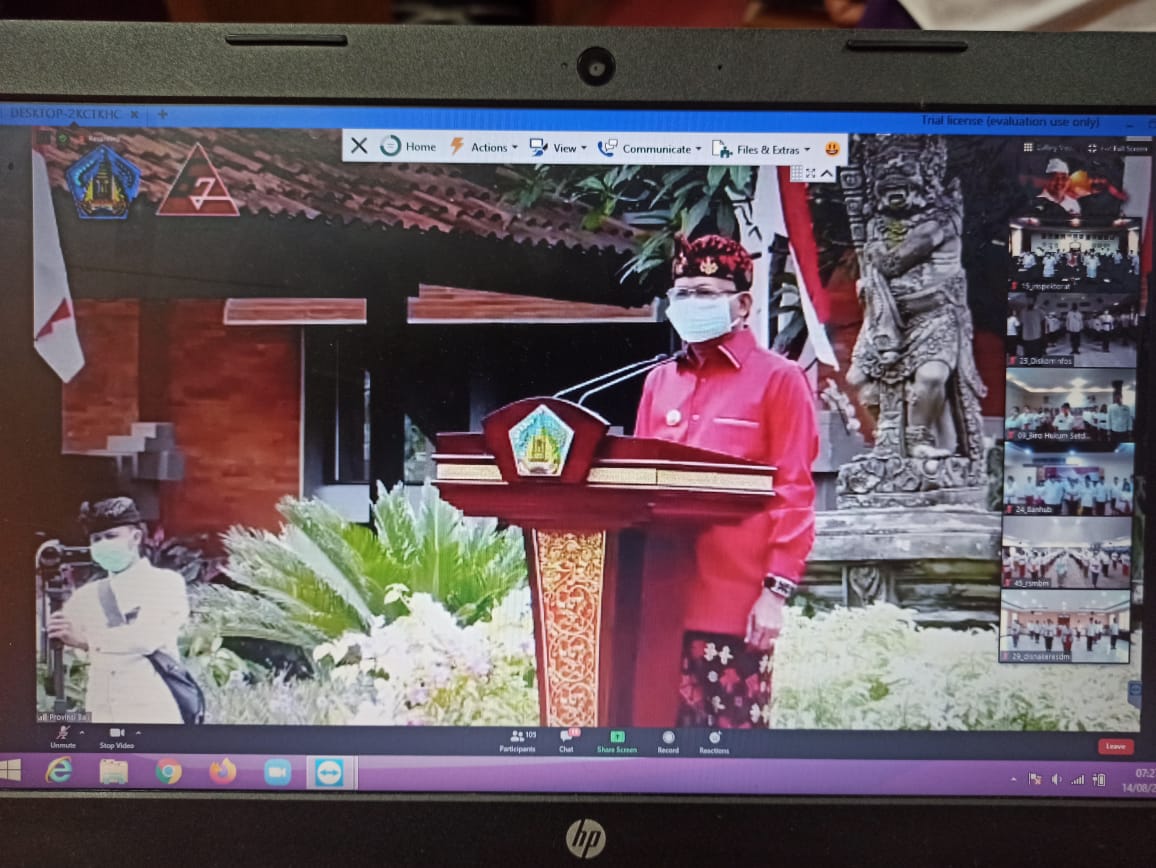 Upacara Hari Ulang Tahun (HUT) ke-62 Provinsi Bali Digelar Virtual