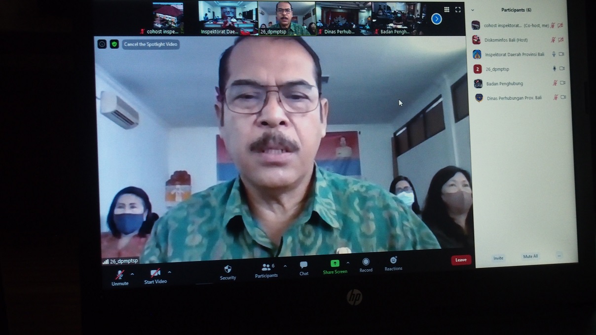 Entry Meeting Pembinaan dan Pemeriksaan Inspektorat Provinsi Bali Bulan Nopember 2020 secara Virtual