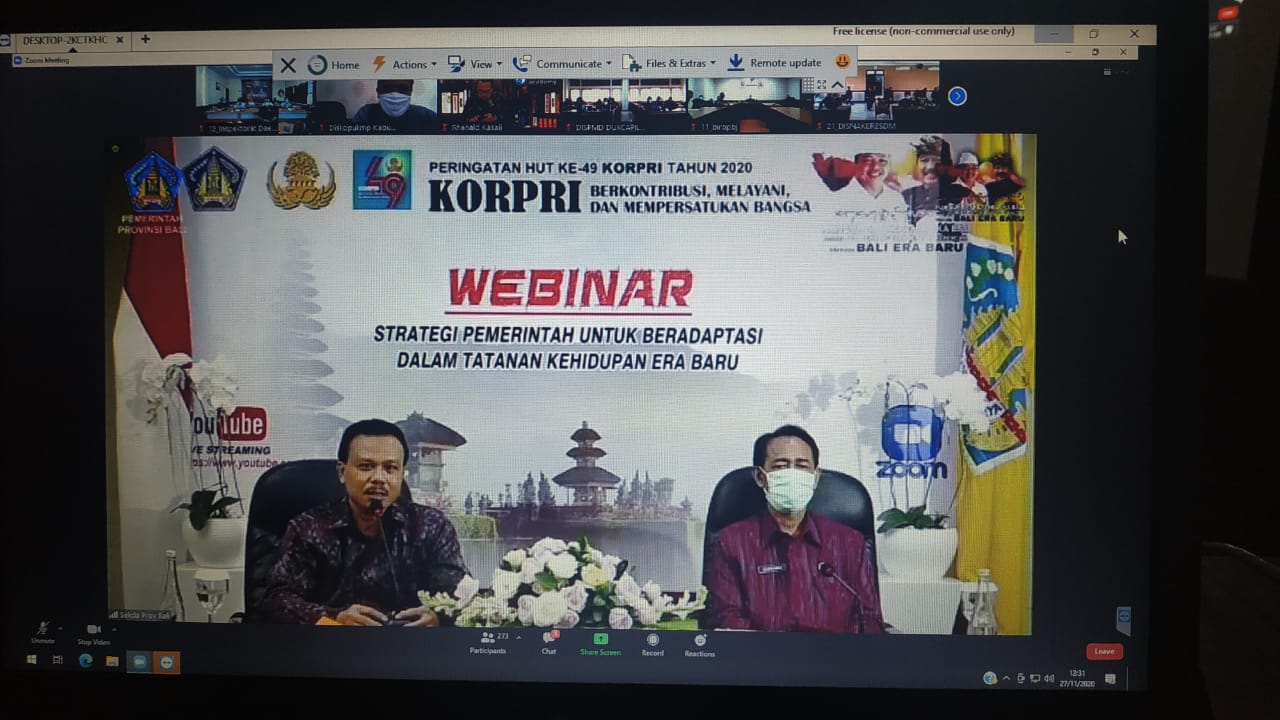 Seminar Online dengan Tema Strategi Pemerintah Untuk Beradaptasi Dalam Tatanan Kehidupan Era Baru