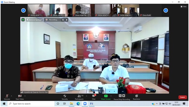 Pembinaan dan Pengawasan Pengelolaan Dana Desa Adat secara Virtual