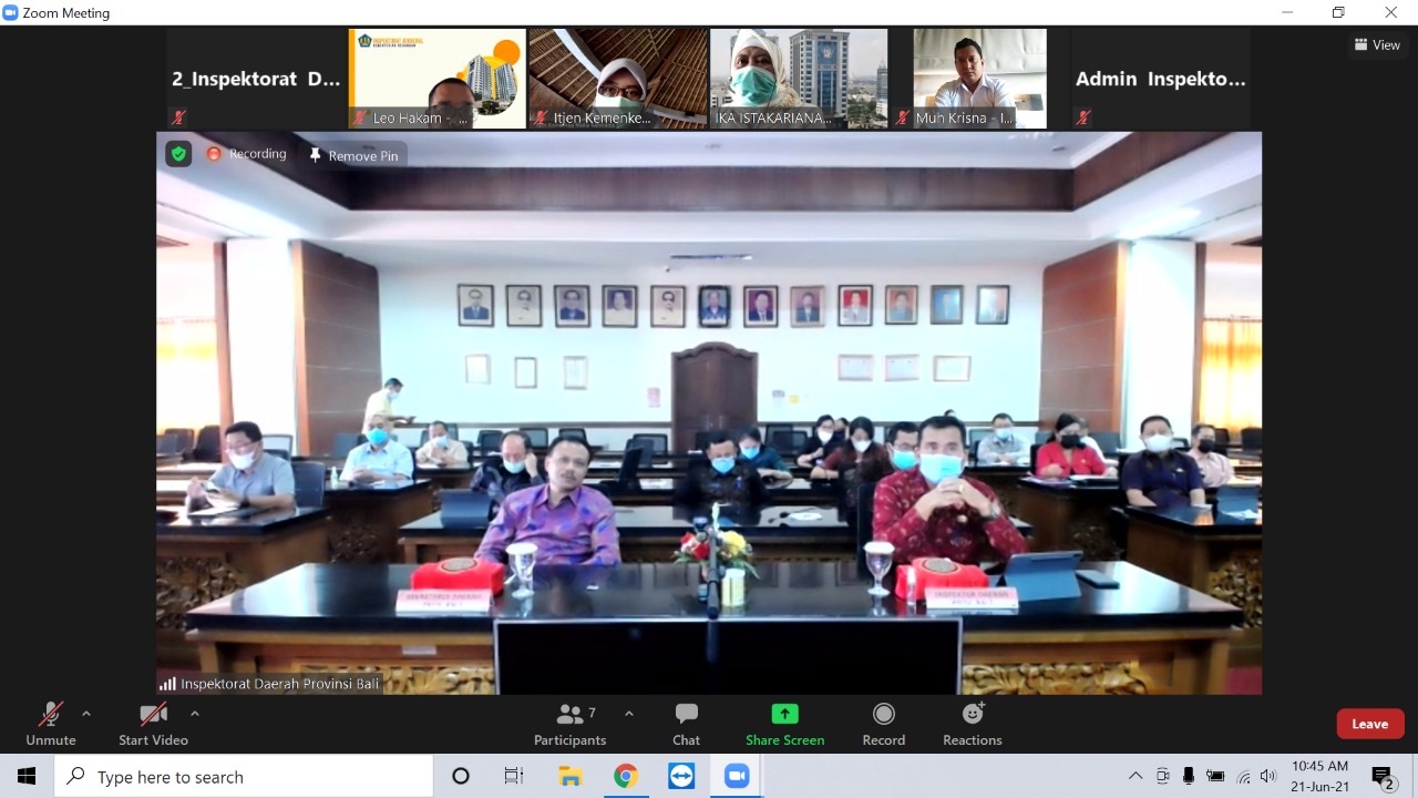 Entry Meeting dan pelaksanaan FGD dari Tim Inspektorat Jenderal Keuangan Republik Indonesia pada Pemerintah Provinsi Bali