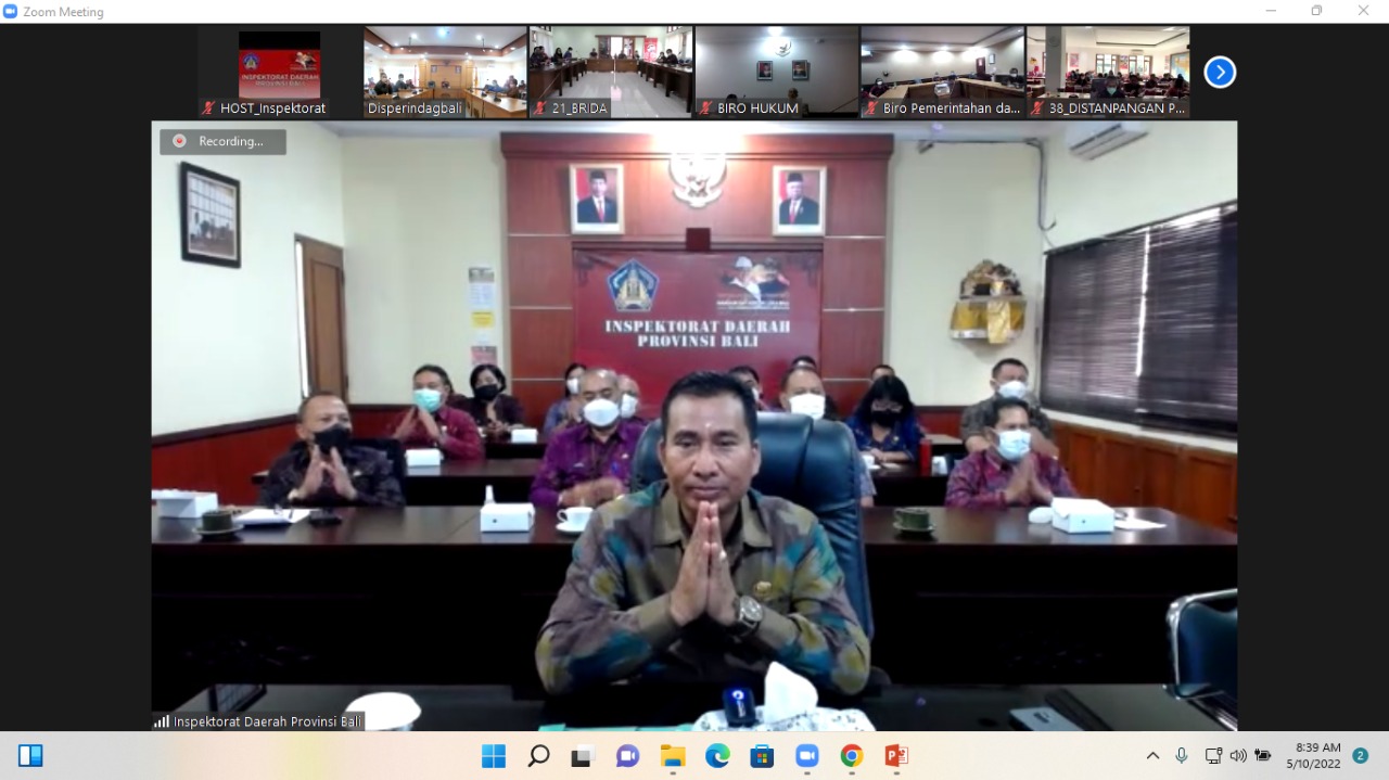 Entry Meeting Pembinaan Perangkat Daerah dilingkungan Pemerintah Provinsi Bali pada bulan Mei 2022