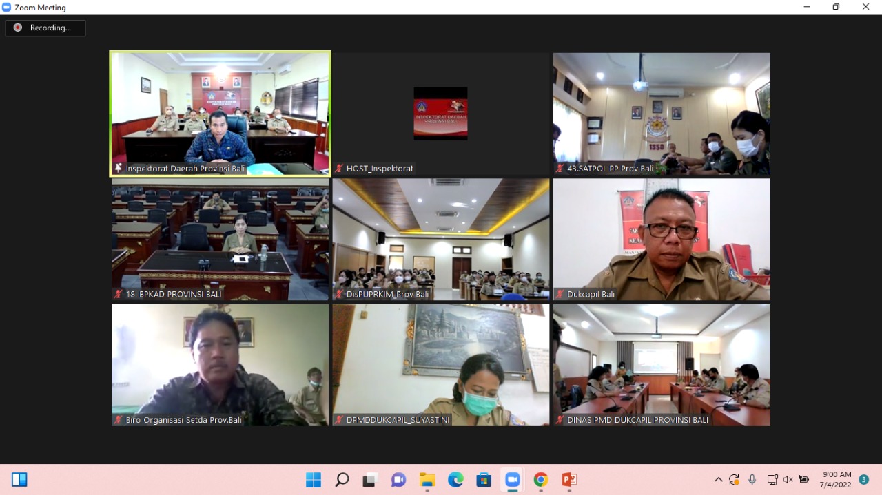 Entry Meeting Pembinaan Perangkat Daerah dilingkungan Pemerintah Provinsi Bali