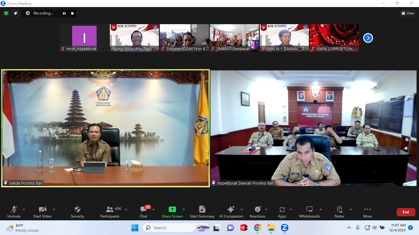 Webinar Membangun Sinergi dan Kesadaran dalam Budaya Antikorupsi secara daring