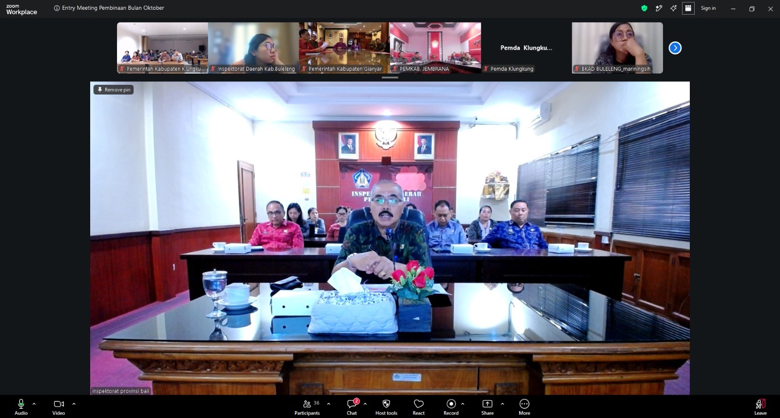 Entry Meeting Pembinaan dan Pengawasan pada Kabupaten Gianyar, Kabupaten Klungkung, Kabupaten Buleleng, dan Kabupaten Jembrana