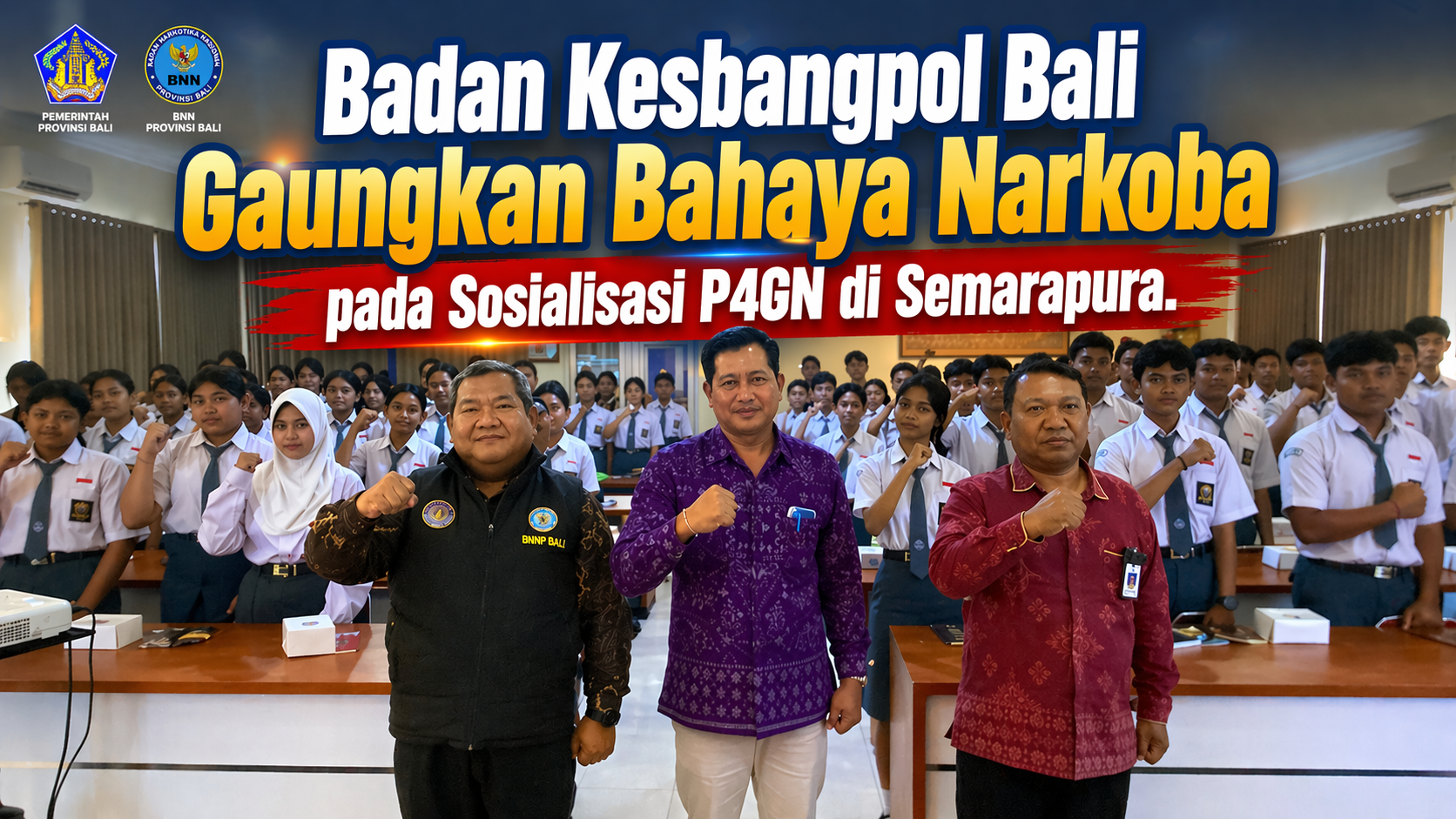 Badan Kesbangpol Bali Gaungkan Bahaya Narkoba pada Sosialisasi P4GN di Semarapura.