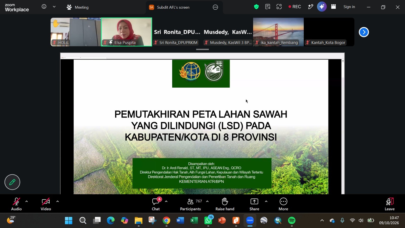 Rakor Nasional Pemutakhiran Peta Lahan Sawah yang Dilindungi (LSD) 8 Provinsi