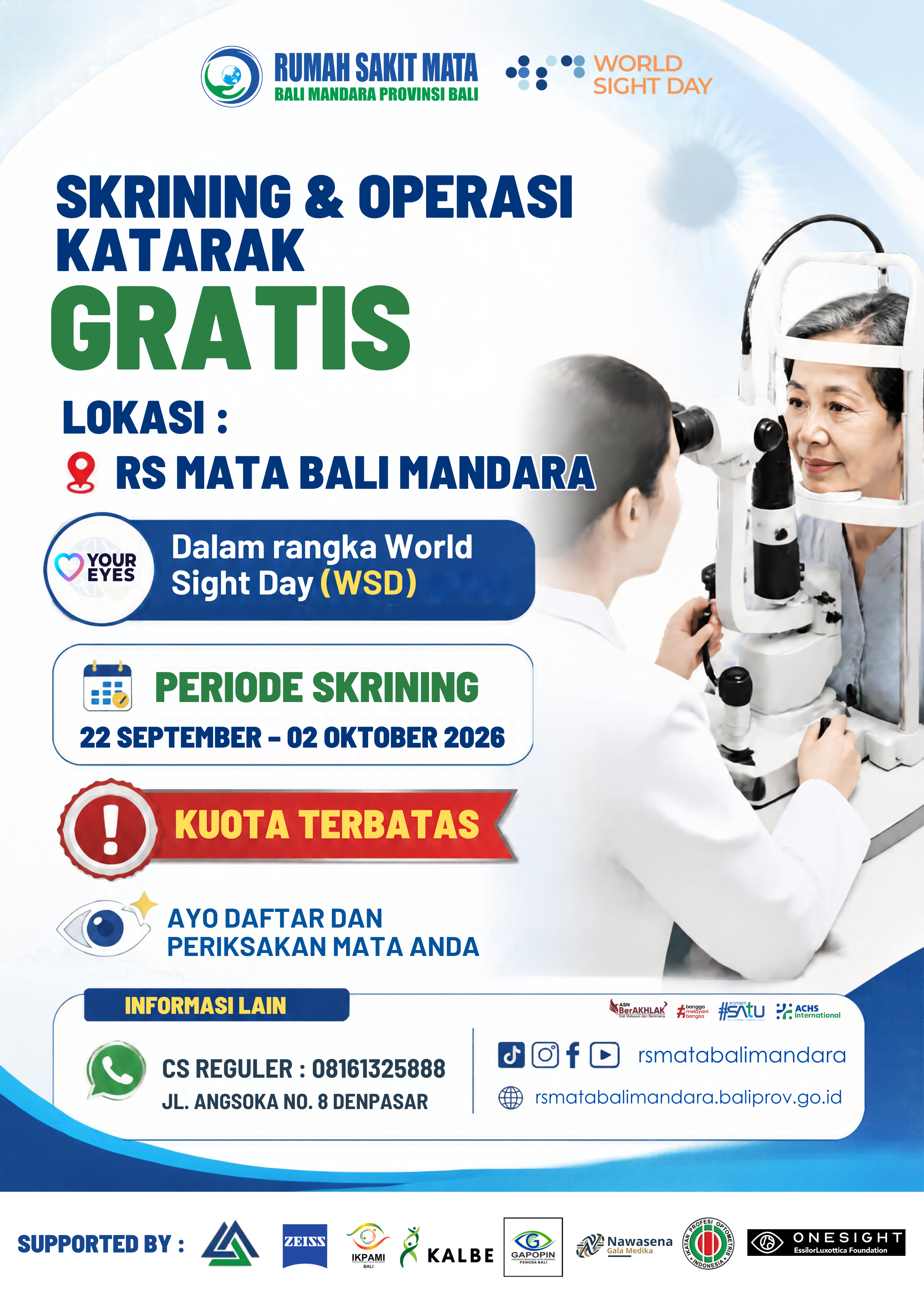 Skrining dan Operasi Katarak Gratis Dalam Rangka World Sight Day (WSD) 2026