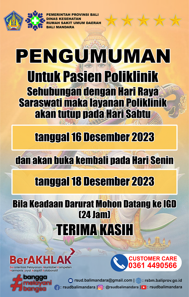 PENGUMUMAN LIBUR HARI RAYA SARASWATI