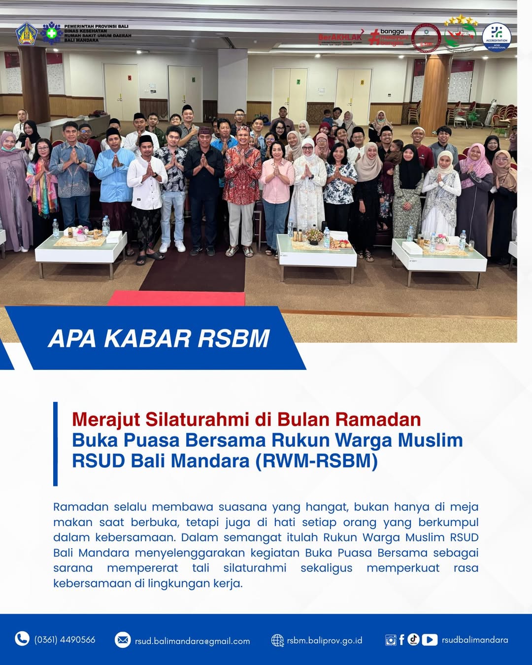 Merajut Silaturami Di Bulan Ramadhan RSUD Bali Mandara Menyelenggarakan Buka Puasa Bersama Rukun Warga Muslim RSBM