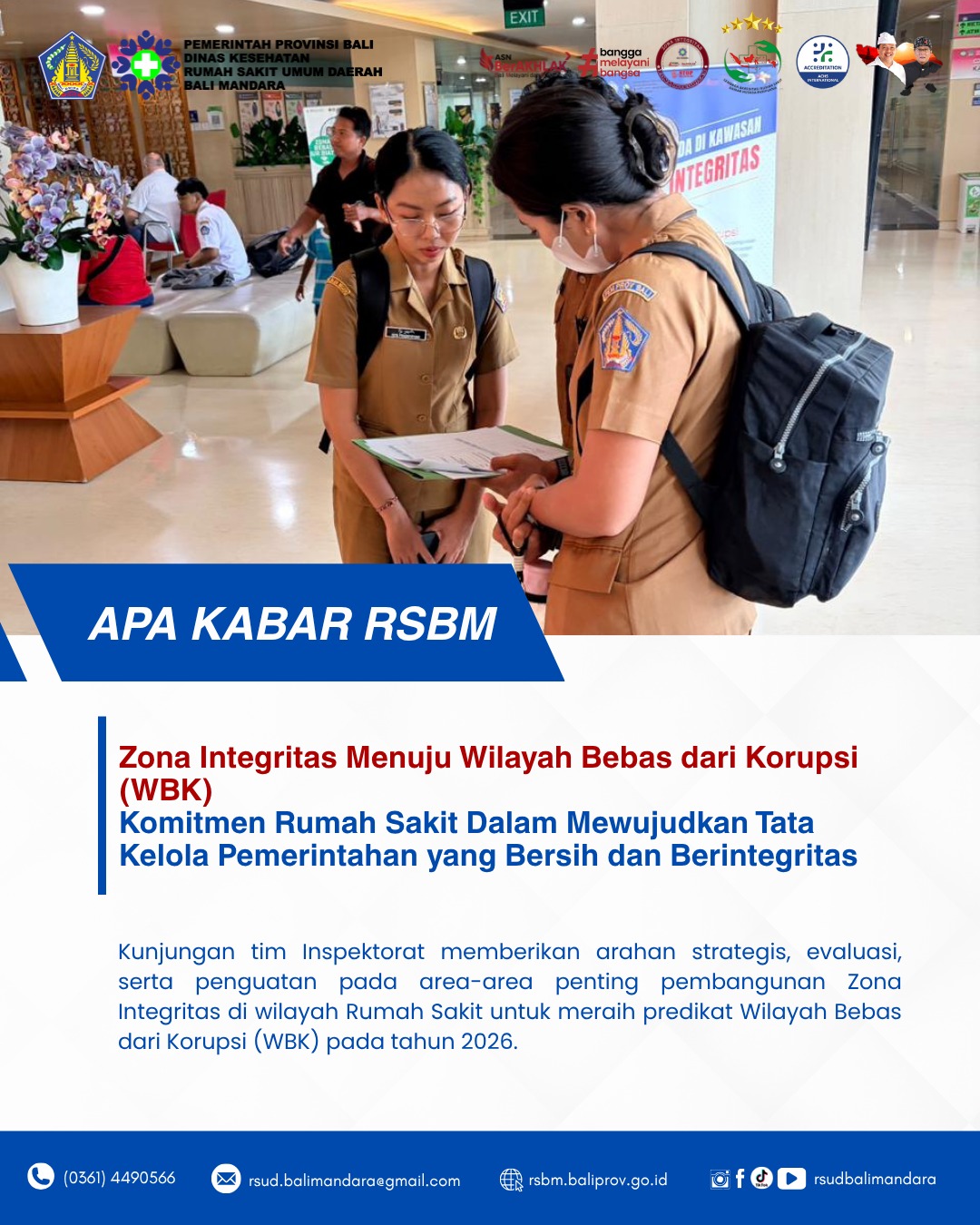 RSUD Bali Mandara Menerima Pembinaan Dari Inspektorat Provinsi Bali Dalam Rangka Penguatan Pembangunan Zona Integritas Menuju Wilayah Bebas dari Korupsi (WBK) Tahun 2026