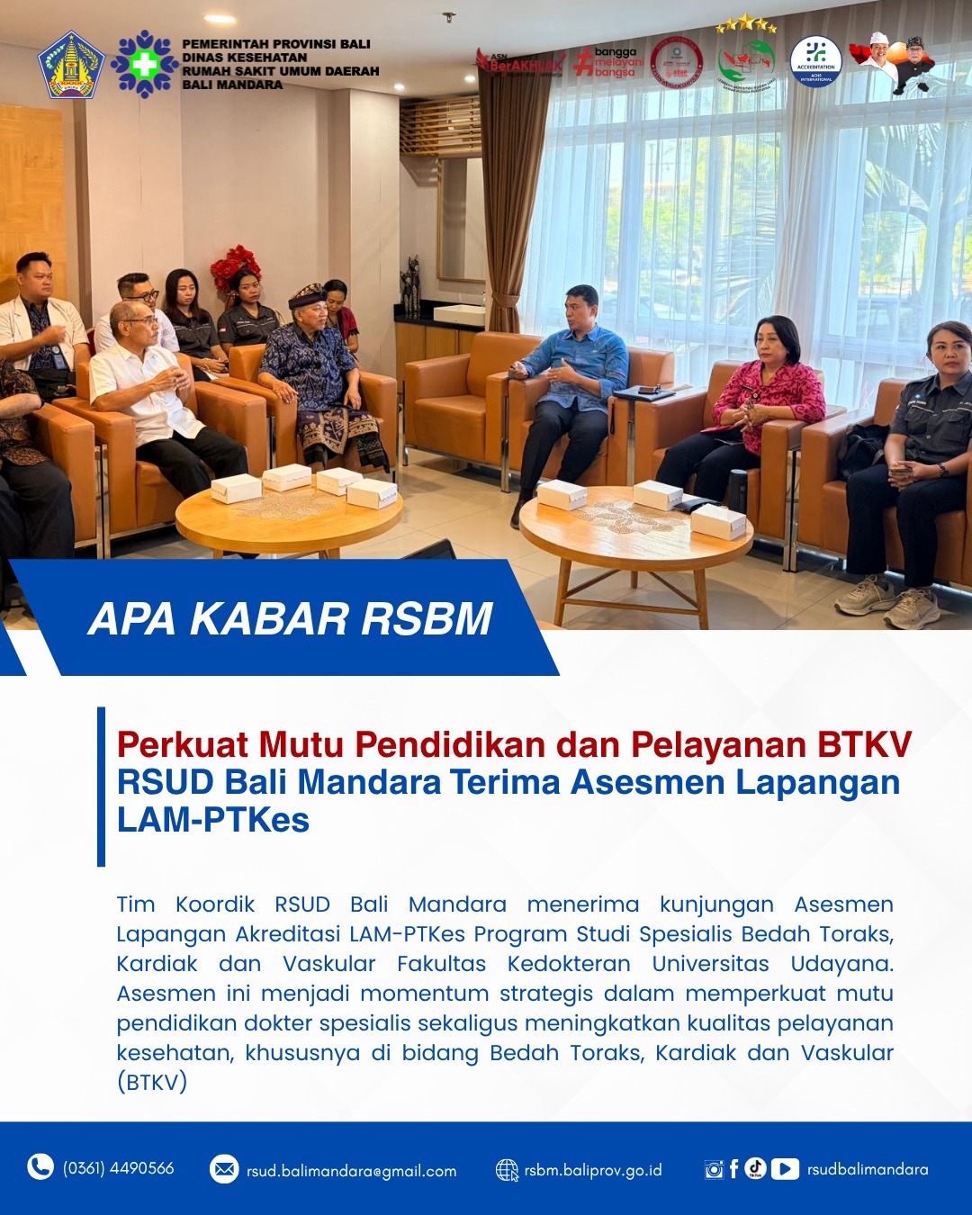 Tim Kordik RSUD Bali Mandara Menerima Kunjungan Asesmen Lapangan Akreditasi LAM-PTKes Program Studi Spesialis Bedah Toraks, Kardiak dan Vaskular Fakultas Kedokteran Universitas Udayana