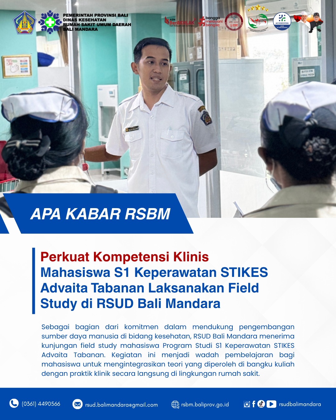 RSUD Bali Mandara Menerima Kunjungan Field Study Mahasiswa Program Studi S1 Keperawatan STIKES Advaita Tabanan