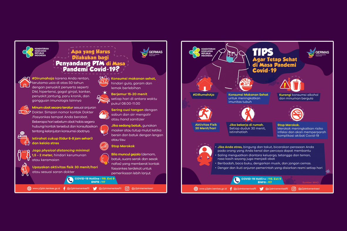 Tetap menjaga kesehatan pada masa Pandemi Covid 19 termasuk yang harus dilakukan bagi penyandang PTM