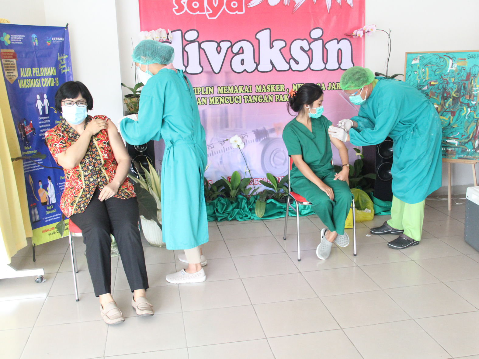 Vaksinasi Covid -19 bagi para tenaga kesehatan di UPTD Rumah Sakit Jiwa Provinsi Bali dimulai pada hari ini.