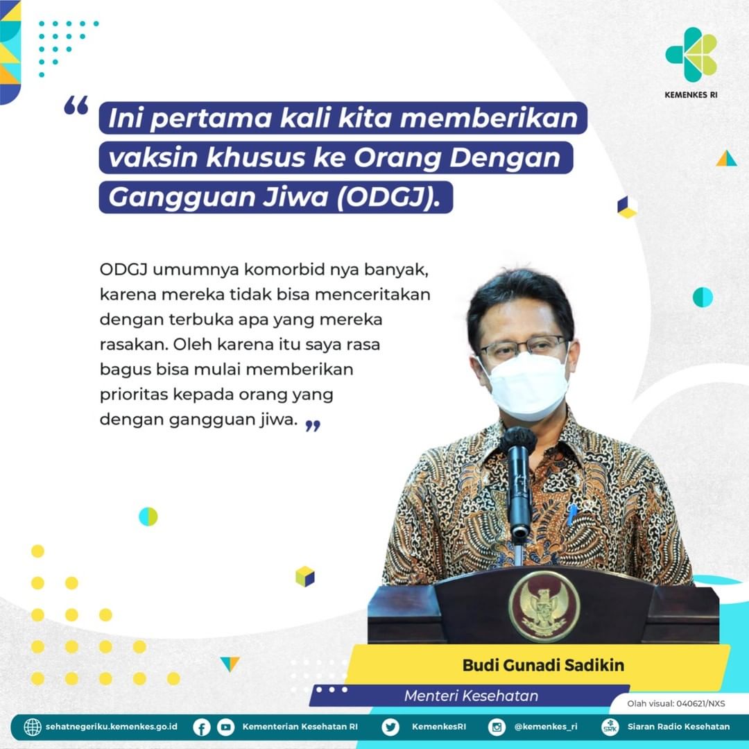 Mulai melakukan vaksinasi bagi kelompok penyandang disabilitas baik fisik maupun psikis