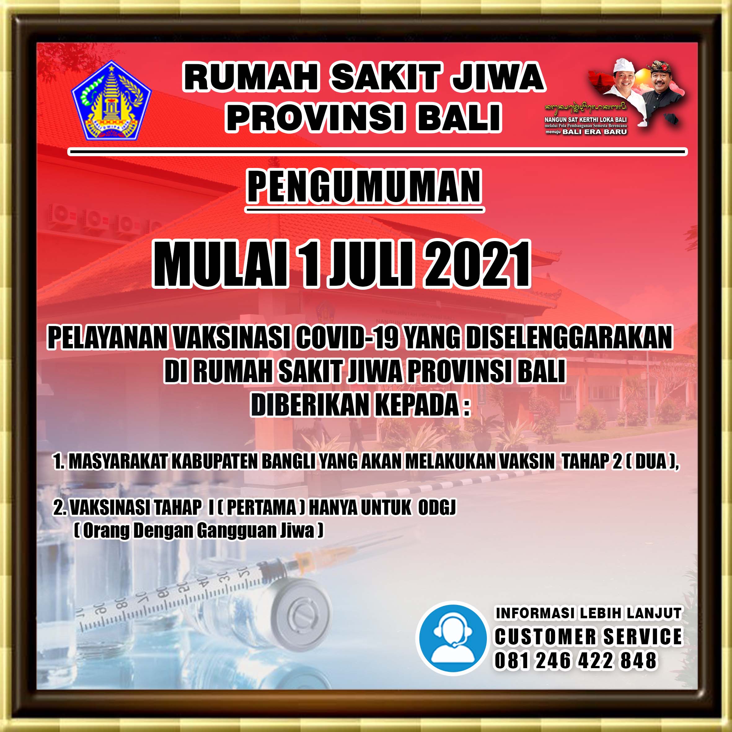 VAKSINASI DI RUMAH SAKIT JIWA PROVINSI BALI