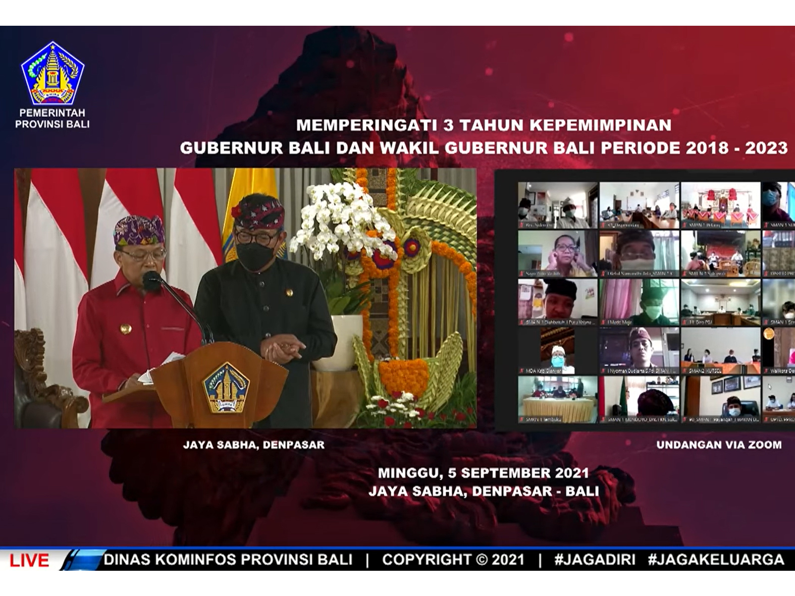 PIDATO PENDEK GUBERNUR BALI 3 TAHUN KEPEMIMPINAN