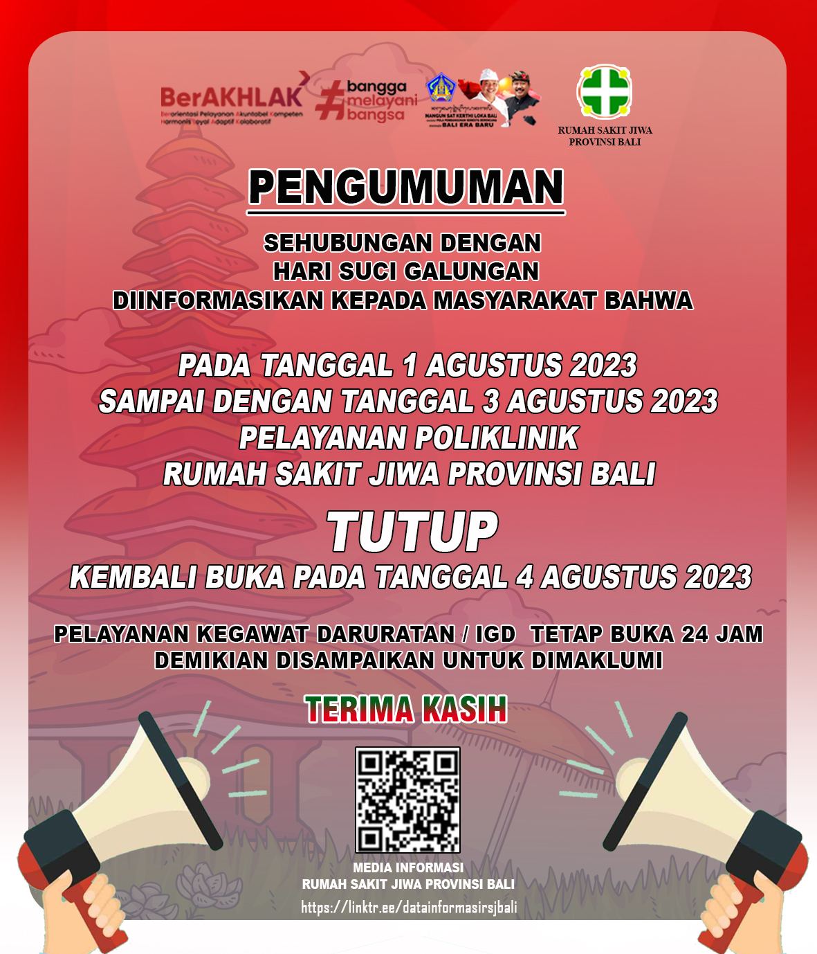 Pengumuman Serangkaian Hari Suci Galungan