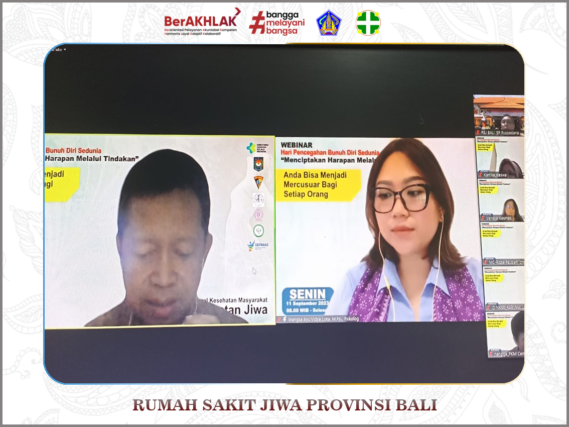 Kegiatan Webinar serangkaian Hari Pencegahan Bunuh Diri yang dilaksanakan oleh Dirjen Kesehatan Masyarakat Direktorat Kesehatan Jiwa