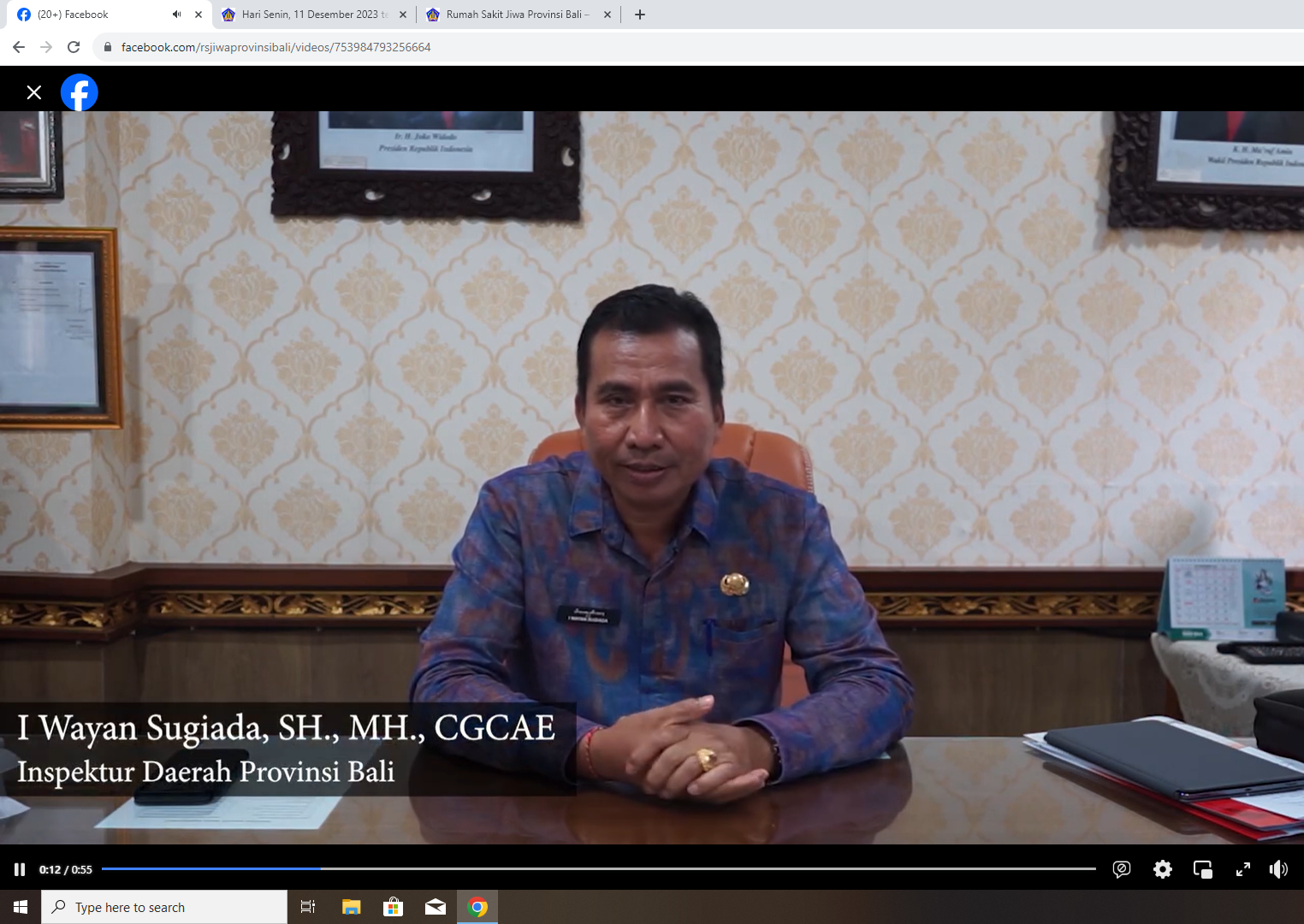 Terimakasih kami ucapkan kepada Inspektorat Daerah Provinsi Bali atas ucapan dan dukungannya untuk Rumah Sakit Jiwa Prov. Bali.