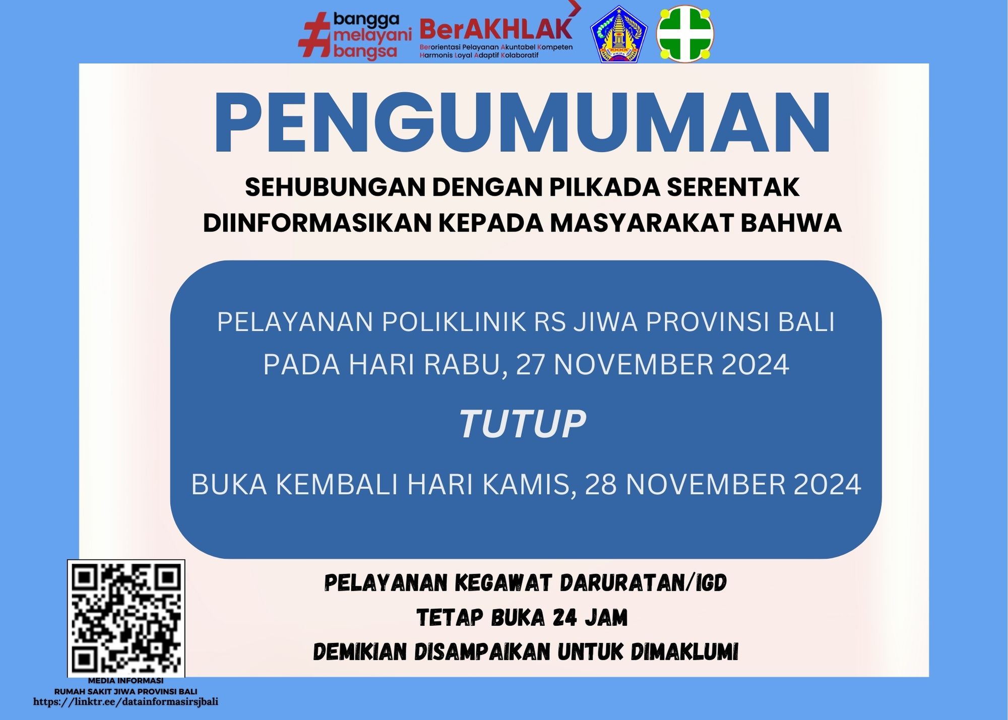 PENGUMUMAN SEHUBUNGAN DENGAN HARI PEMILIHAN