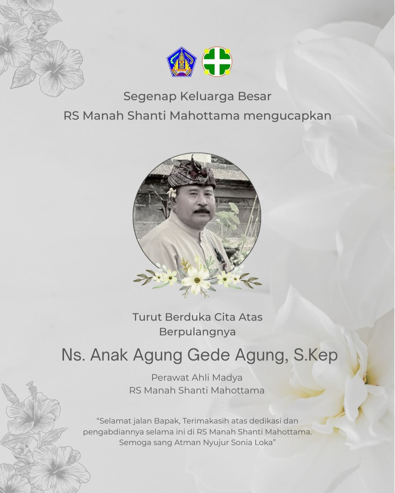Segenap keluarga besar RS Manah Shanti Mahottama menyampaikan duka cita