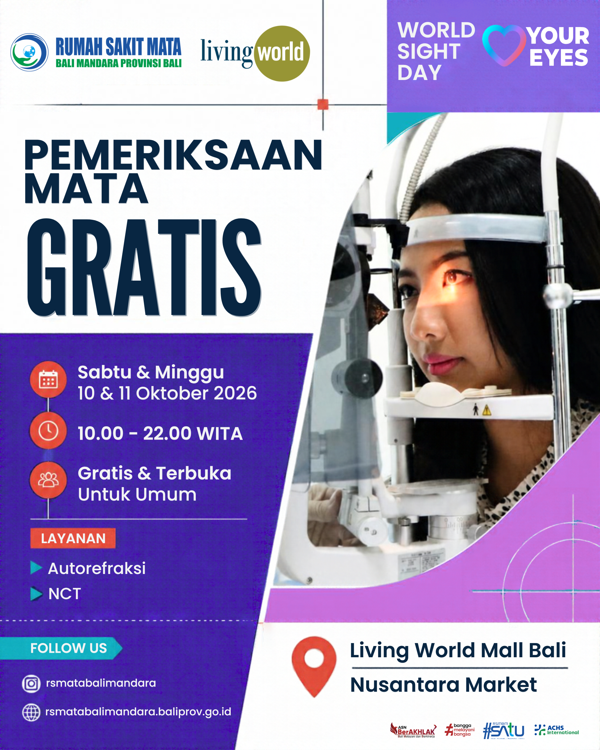 Pemeriksaan Mata Gratis di Living World Bali Mall Dalam Rangka World Sight Day (WSD)  2026