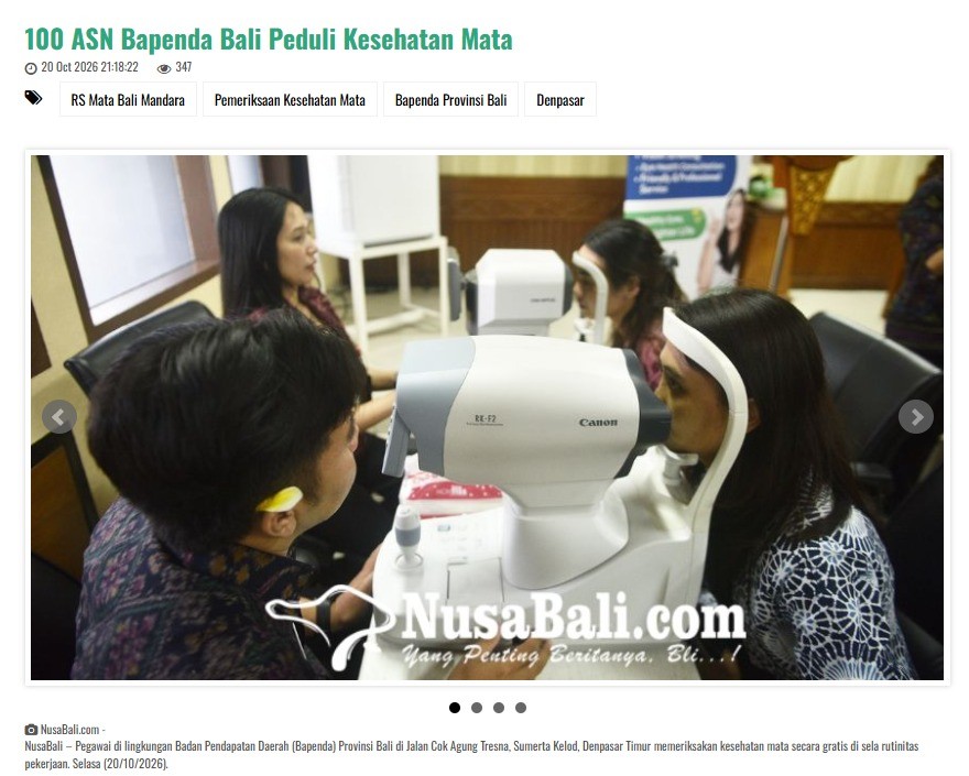 Nusabali.com : 100 ASN Bapenda Bali Peduli Kesehatan Mata