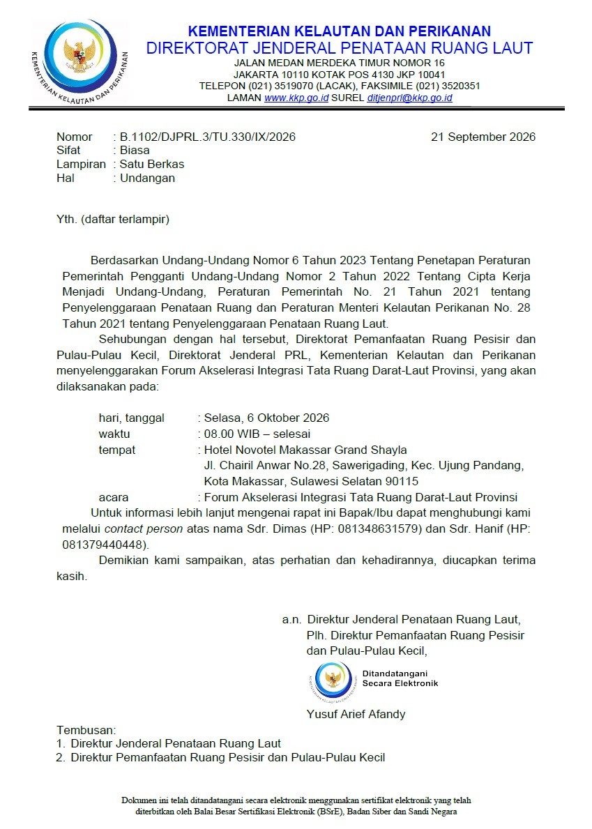 Forum Akselerasi Integrasi Tata Ruang Darat-Laut Provinsi TA 2026